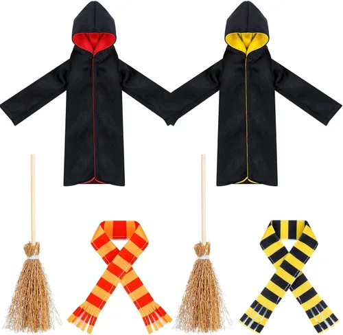 Vista 8 de Libima 6 Pcs Christmas Doll Clothes Accessories Halloween Wizard Clothes Wizard Robe and Broom Doll Costume
