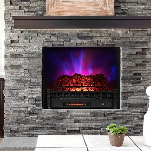 Vista 9 de COSTWAY Juego de troncos para chimenea eléctrica de 26 pulgadas con llama