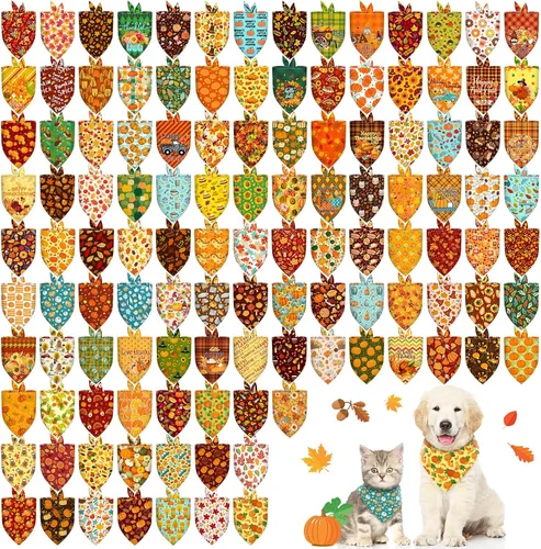 Vista 16 de 120 piezas de bandanas navideñas para perros a granel, bufandas ajustables para perros, baberos, bandanas navideñas para cachorros, bufandas