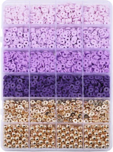 Vista 8 de 3020 cuentas de arcilla para suministros de joyería, kit de pulsera de la amistad con cuentas doradas (verde)