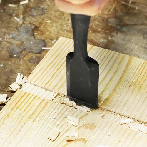 Vista 4 de KAKURI Cincel de mortaja japonés para carpintería 1/8" (3 mm), fabricado en Japón, cincel de madera Oire Nomi, hoja de acero japonés de alto carbono