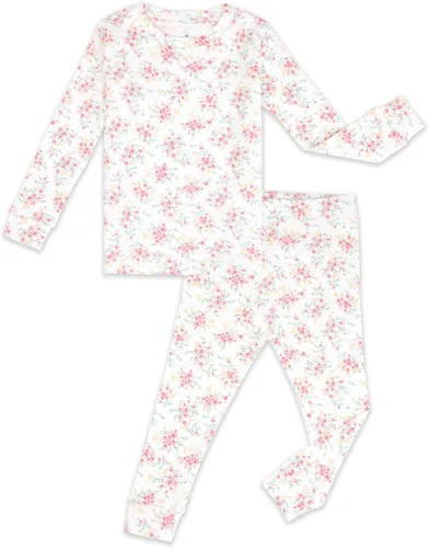 Vista 7 de moimoln 6M-8Y Pijama floral para bebé y niña pequeña, suave, modal, algodón, transpirable, ajustado, manga larga, conjunto de ropa de dormir A_baya