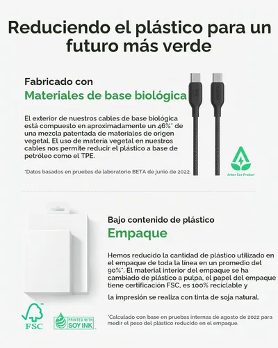 Vista 5 de Anker Cable USB C, carga rápida de 240 W, USB 2.0 (6 pies, negro fantasma) Cable bio-trenzado para iPhone serie 17, MacBook Pro 2020, iPad Pro