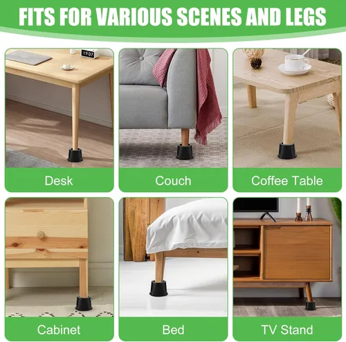 Vista 7 de Paquete de 6 elevadores de muebles de 4 pulgadas, elevadores de cama resistentes para mesa, escritorio, sofá, gabinete, marco de cama, dormitorio