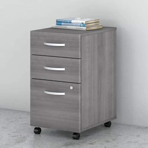 Vista 2 de Bush Business Furniture Studio C - Archivador móvil de 3 cajones en gris platino Unidad de almacenamiento de oficina ensamblada para el hogar