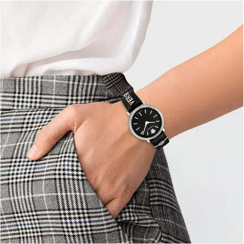 Vista 5 de Versace VE8104122 - Reloj con correa en V de acero inoxidable de 1.496in, Acero inoxidable, V-Circle