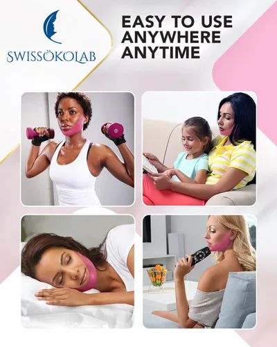 Vista 4 de SWISSÖKOLAB Máscara facial con levantamiento en forma de V, parche para barbilla, reductor de mentón, ajuste de contorno de barbilla, reafirmante