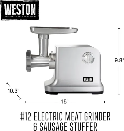 Vista 8 de Weston #12 Picadora eléctrica de carne y relleno de salchichas Plateado