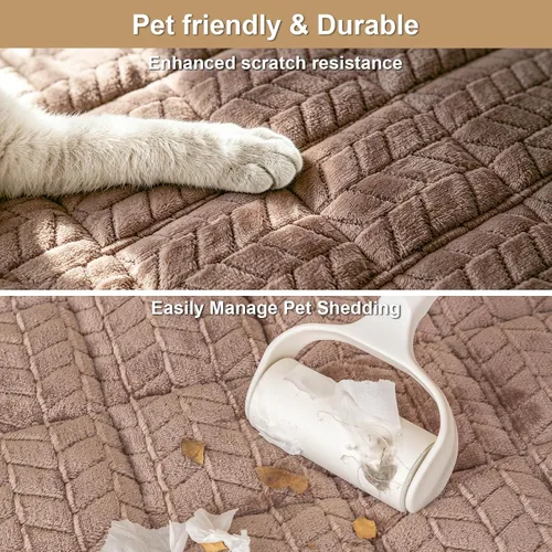 Vista 4 de Funda de sofá lavable para perros, funda antideslizante y mullida para silla de mascotas, protector de sofá de felpa suave para reposabrazos, apta