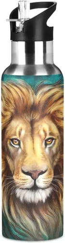 Vista 11 de Botella de Agua de Lobo Tazas de Lobo Botella de Agua Galaxia para Niños Niñas con Tapa de Pajita Lobos Aislada Acero Inoxidable Frasco de Agua a007