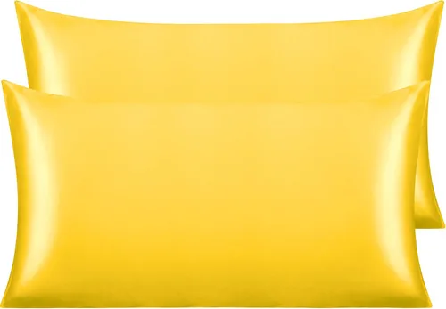 Vista 90 de NTBAY Paquete de 2 fundas de almohada estándar de satén para cabello y piel, lujosas y sedosas fundas de almohada con cierre de sobre, 20 x 26