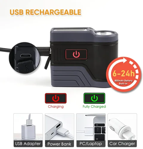 Vista 4 de Sensor de movimiento Clip-on Cap Light 75° ajustable IPX6 impermeable