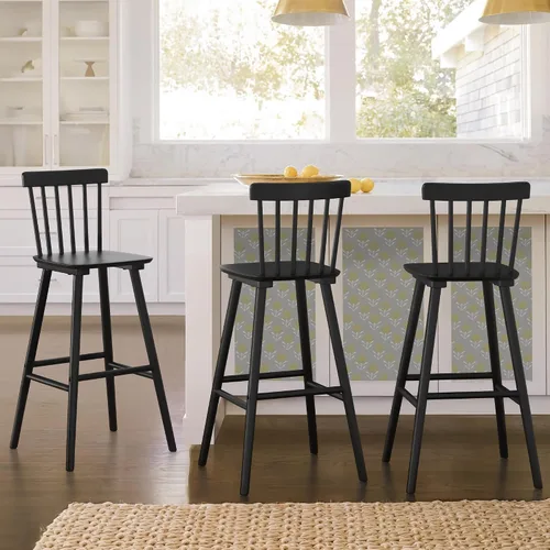 Vista 21 de LUE BONA Windsor - Juego de 2 taburetes de bar de madera para isla de cocina, estilo casa de campo de 24 pulgadas de altura de mostrador, sillas