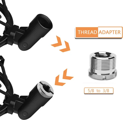 Vista 3 de Soporte de micrófono de montaje de choque, suspensión antivibración, clip de soporte de micrófono para micrófono de condensador de 1.693 in-1.850 in