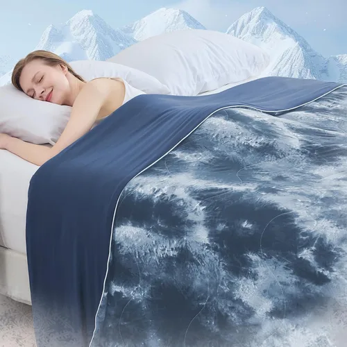 Vista 9 de Edredón refrescante tamaño Queen, mantas refrescantes de verano para personas que duermen con calor y sudores nocturnos, edredón ligero y Gris Oscuro