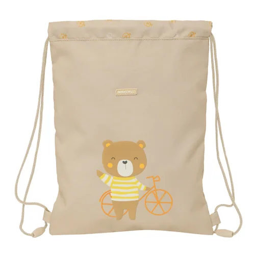 Vista 2 de Bolsa Mochila con Cuerdas Safta Osito Beige 26 x 34 x 1 cm