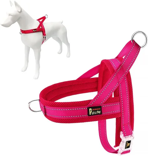Vista 12 de Plutus Pet - Arnés antitirones para cachorros y perros pequeños, acolchado de malla transpirable Adjustable Reflective with Handle, Escape Proof