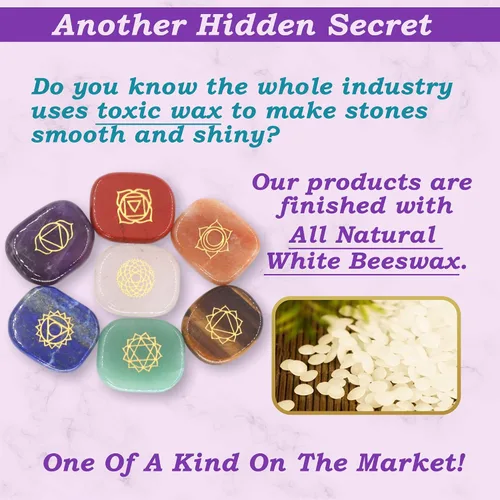 Vista 5 de NatureWonders - Juego de piedras naturales para chakras con folleto informativo y bolsa de viaje, cristales curativos, piedra de palma pulida