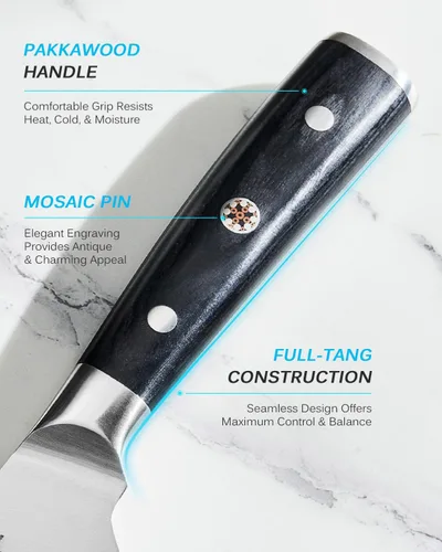 Vista 4 de KYOKU Cuchillo deshuesador de 6,5 pulgadas de la serie Samurai, cuchillo de filetear con mango de madera de Pakka, acero de alto carbono