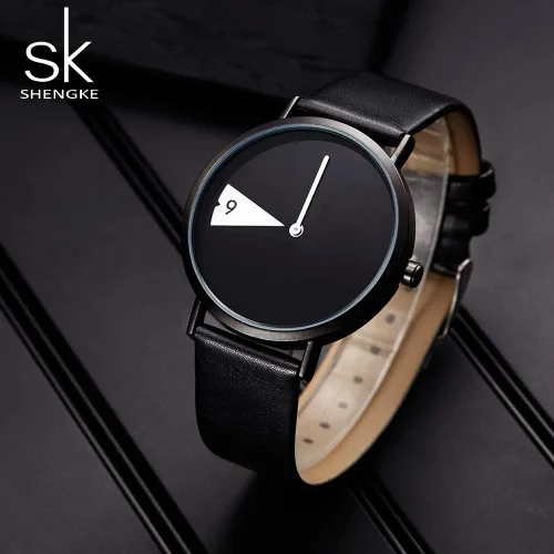 Vista 6 de SHENGKE Women Minimalist Watch Ultra Thin Leather Strap Fashion Creative Waterproof Watch