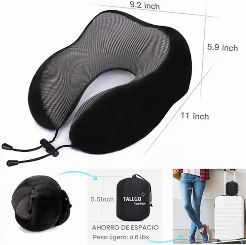 Vista 4 de Almohada de viaje, la mejor almohada cervical de espuma viscoelástica, soporte de cabeza, almohada suave de apoyo para la cabeza para dormir