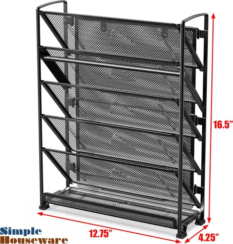 Vista 6 de Simple Houseware Organizador de documentos y cartas para montar en pared, de 6 niveles, negro