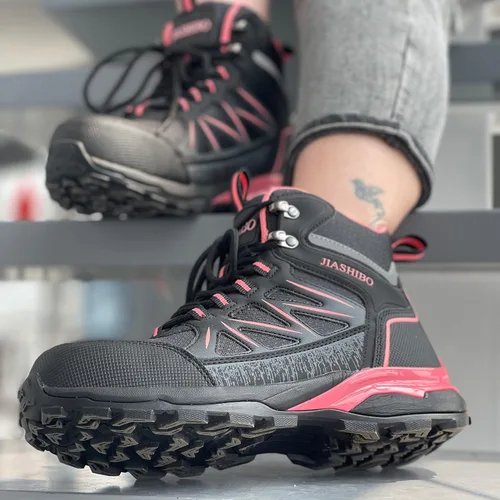 Vista 4 de Botas de trabajo con punta de acero para mujer, botas de trabajo aisladas, zapatos de punta de acero, botas de construcción cómodas, botas