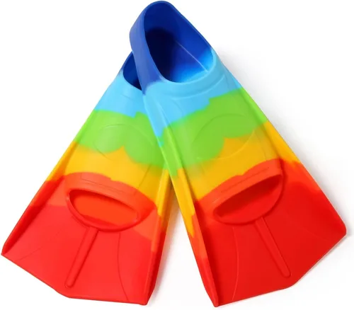 Vista 52 de Aletas de natación para niños, aletas cortas para niños y jóvenes, aletas de natación para entrenamiento de natación para niños, niñas, niños