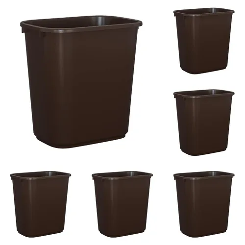 Vista 22 de Cubo de basura rectangular beige de 13 cuartos de galón / 3 galones para dormitorio, oficina, baño, se adapta debajo del escritorio