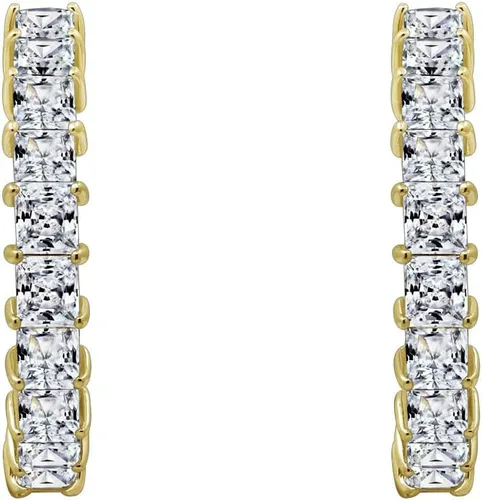 Vista 6 de Tienda Collection Platinum Plated Sterling Silver Hoop Earrings set with Princess Cut Infinite Elements Cubic Zirconia