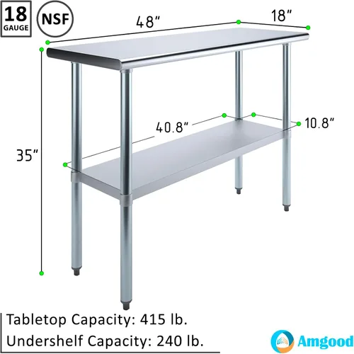 Vista 3 de Mesa de trabajo de acero inoxidable AmGood