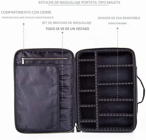 Vista 3 de Estuche portátil profesional para organizar maquillaje, de goma EVA, de ROWNYEON, M, Negro