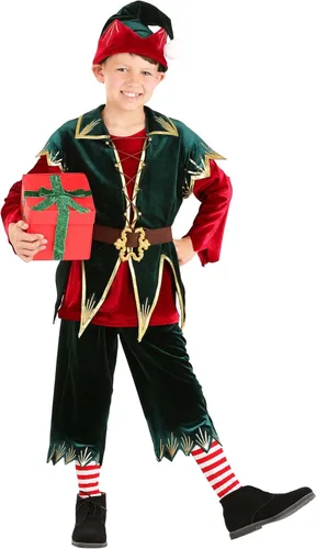 Vista 2 de Boys Deluxe Holiday Elf Costume