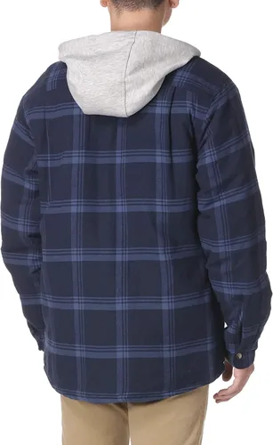 Vista 4 de Wrangler Authentics - Chaqueta estilo camisa, de franela, acolchada, con capucha, para hombre, de manga larga