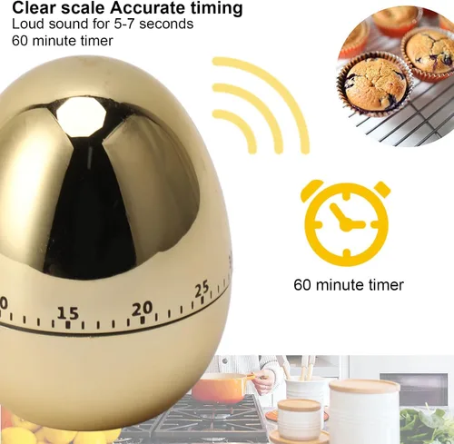 Vista 6 de Fdit Temporizadores, 60 Minutos Mecánico Temporizador de Cocina Reloj Despertador Herramienta de Cocina Utensilios de Cocina y Gadgets (Oro)