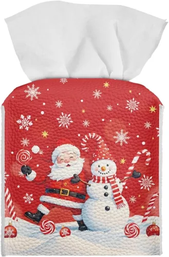 Vista 46 de 250th Anniversary Square Tissue Box Cover Pu Leather Tissue Holder Facial Paper Cover Waterproof Toilet Paper Holder for Bathroom Bedroom Modern