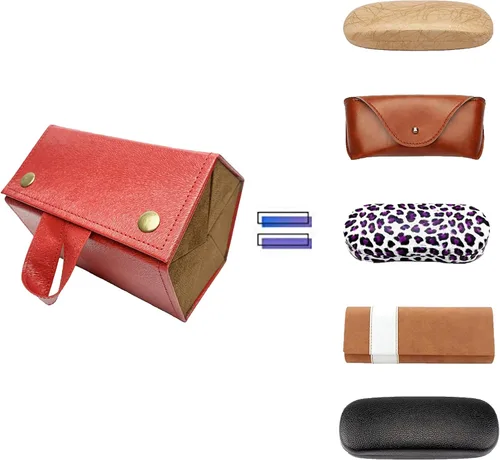 Vista 3 de Estuche organizador de lentes de sol de viaje múltiples, de piel sintética, plegable, caja de almacenamiento para hombres y mujeres