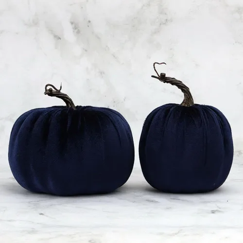 Vista 6 de Gresorth 12 calabazas artificiales grandes de terciopelo para Halloween, hechas a mano, decoración de centro de mesa de cosecha de otoño
