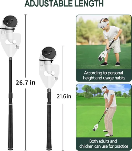 Vista 4 de VR Golf Club Compatible with MetaOculus Quest 3, Retractable VR Golf Club Handle Attachment for Holding VR Controller, Realistic Grip VR Golf Handle