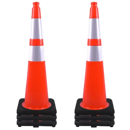 Vista 50 de OrangeStar 6 Pack 36" Conos de seguridad de tráfico, conos de estacionamiento verdes con collar reflectante, conos de construcción con base