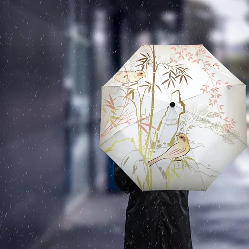 Vista 3 de DHDM Automatic Umbrella for Rain and Sun Male Women Beach Parasol Print Folding Umbrella