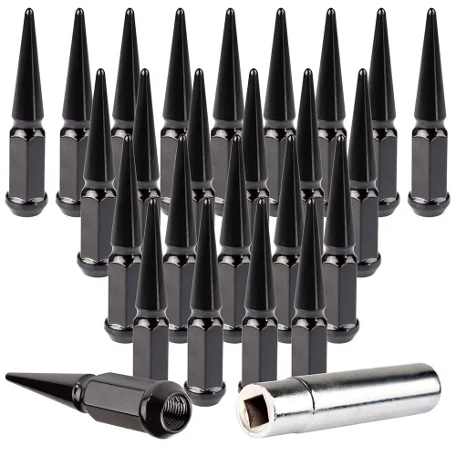 Vista 8 de SCITOO Tuercas de rueda M12 x 1.5, 24 piezas con 2 llaves negras, estriado para llave de enchufe de extremo de cierre de unidad, rosca de 0.472 in x