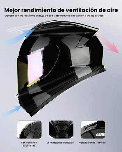Vista 4 de Full Face Motorcycle Helmet DOT Approved for Adult Men Women AU-T801 Includes Clear/Tinted Visors & Storage Bag, Lightweight ABS/EPS, Visor Lock