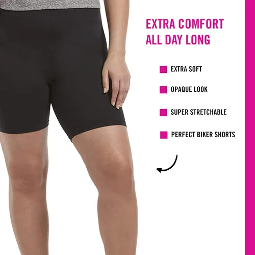 Vista 3 de HUE Pantalones cortos de ciclismo de algodón con cintura alta para mujer surtidos