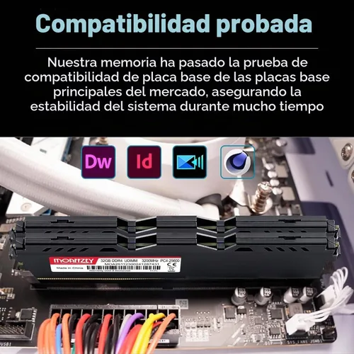 Vista 4 de DDR4 RAM 32GB 3200MHz Módulo de memoria de escritorio PC4-25600 UDIMM sin ECC sin búfer 1.35V 288 pines CL16 para computadora de escritorio