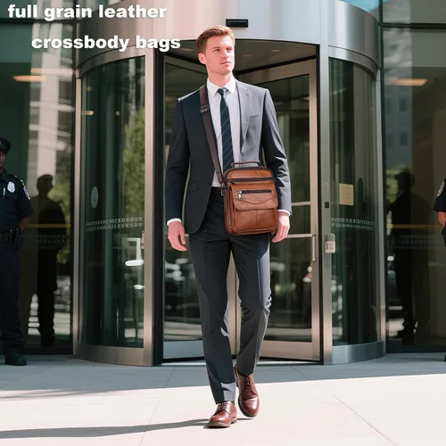 Vista 5 de NIUCUNZH Bolso de hombre de cuero genuino para hombre, bolso bandolera para hombre, bolso pequeño de mensajero