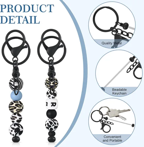 Vista 3 de Tondiamo 24 piezas de barras de llavero con cuentas a granel para kit de fabricación de llaveros, regalos para mujeres y hombres, manualidades DIY
