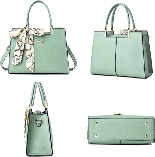 Vista 7 de Bolso de mano de cuero para mujer con asa superior, bolso bandolera