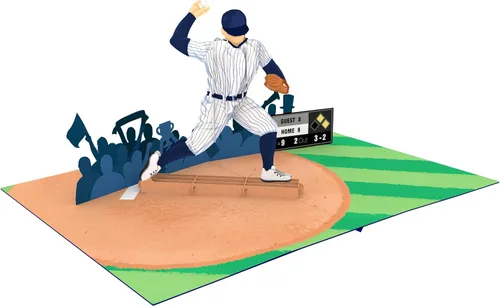 Vista 5 de Béisbol – Tarjeta de felicitación 3D desplegable para todas las ocasiones – amor, cumpleaños, Navidad, deportes, felicitaciones – Nota de mensaje