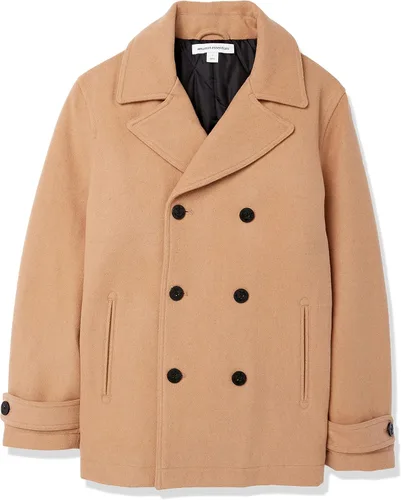 Vista 6 de Tienda Essentials Peacoat de mezcla de lana pesada de doble botonadura para hombre
